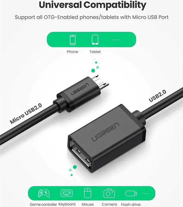 Alt view image 5 of 7 - Micro USB 2.0 OTG Cable On The Go Adapter Male Micro USB to Female USB Compatible with  Phone S7 S6 Edge S4 S3 LG G4 Controller Android Windows Smartphone Tablets 4 Inch Black