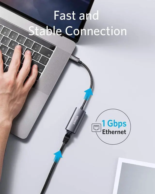 Alt view image 3 of 7 - USB C to Ethernet Adapter Portable 1-Gigabit Network Hub 10/100/1000 Mbps for MacBook Pro iPad Pro 2019/2018 ChromeBook XPS Galaxy S9/S8 and More