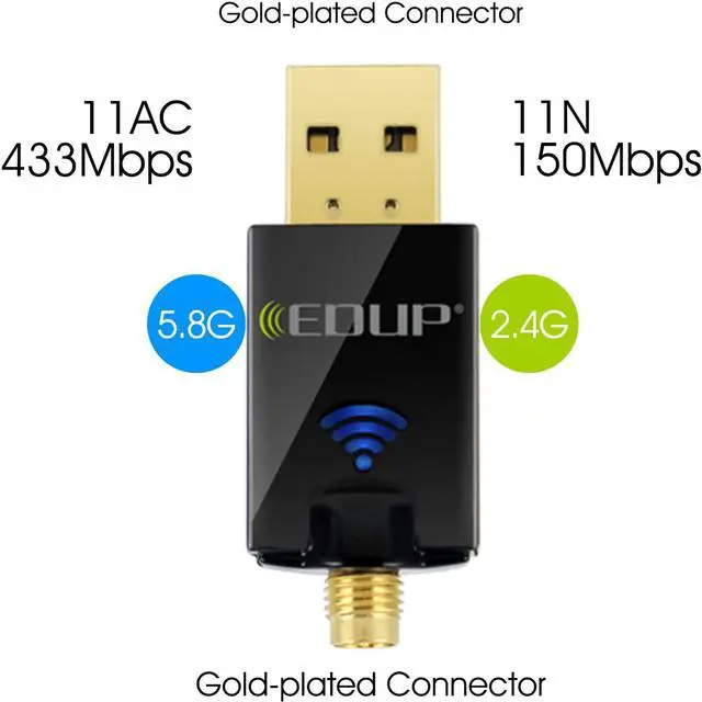 Alt view image 4 of 7 - USB WiFi Adapter AC600Mbps with Wi-Fi Antenna for Laptop Desktop PC,Dual Band 5.8G/2.4Ghz Wireless Network Adapters Compatible OS with Windows XP/Vista/ 7/ 8.1 /8 /10 / and Mac Os X 10.6 -10.15