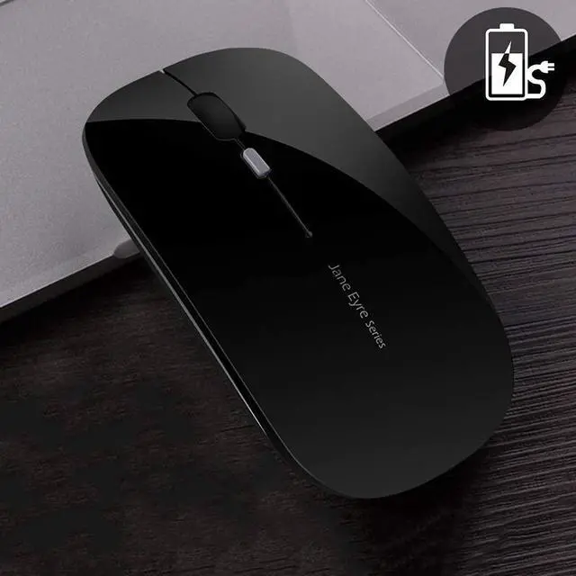 Alt view image 3 of 7 - Q5 Slim Rechargeable Wireless Mouse, 2.4G Portable Optical Silent Ultra Thin Wireless Computer Mouse with USB Receiver and Type C Adapter, Compatible with PC, Laptop, Notebook, Desktop Black