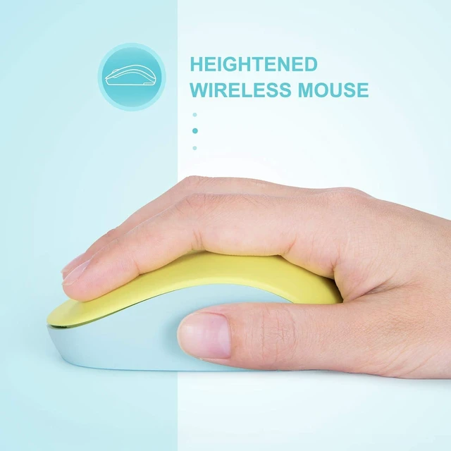 Alt view image 5 of 7 - seenda Wireless Mouse for Laptop, 2.4G Noiseless Mouse,Yellow&Green