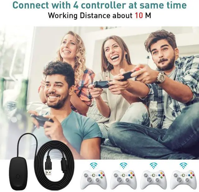 Alt view image 3 of 6 - Wireless USB Gaming Receiver Adapter for Microsoft Xbox 360 Controllers Desktop PC Laptop Gaming Adapter for Windows PC