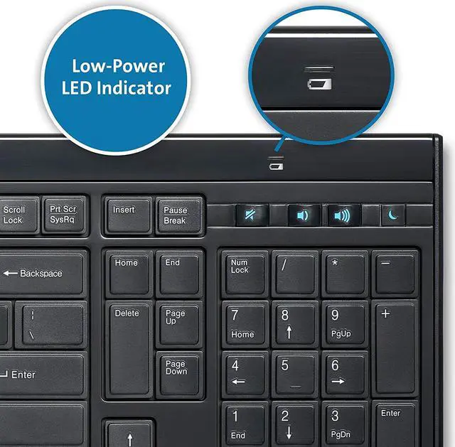 Alt view image 6 of 7 - Kensington Slim Type Wireless Quiet Keyboard (K72344US), Black