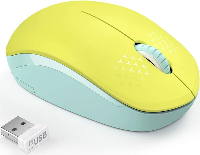 Main image of seenda Wireless Mouse for Laptop, 2.4G Noiseless Mouse,Yellow&Green