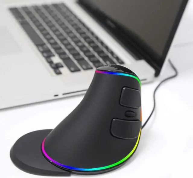 Alt view image 7 of 7 - DELUX Wired Ergonomic Vertical Mouse Large RGB Ergonomic Computer Mouse with 6 Buttons Removable Wrist Rest 4000DPI and On-Board Software Reduce Hand Strain for Carpal Tunnel(M618Plus RGB-Black)