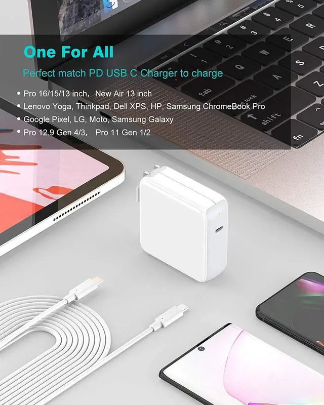 Alt view image 5 of 6 - 100W/5A USB C to C Charging Cable Cord Compatible with MacBook Pro 16 15 13 inch New Air 2020/2019/2018 USBC iPad Pro 12.9/11 Pixel 2/3/4 XL S20/S10/S9 PD USB C Charger USB-IF Certified 6.6ft