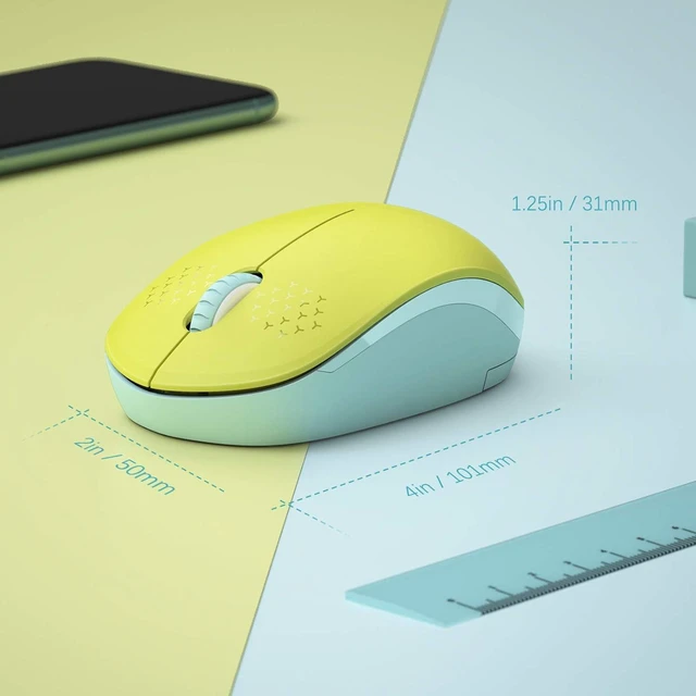 Alt view image 3 of 7 - seenda Wireless Mouse for Laptop, 2.4G Noiseless Mouse,Yellow&Green