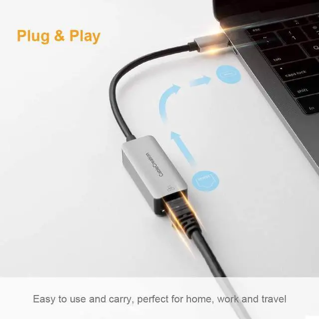 Alt view image 5 of 7 - USB C to Ethernet Adapter, CableCreation Aluminum USB-C to RJ45 LAN Network Converter[Thunderbolt 3 Compatible], 10/100/1000 Mbps, for MacBook Pro 2019, iPad Pro, XPS, Chromebook, Galaxy S20/S10