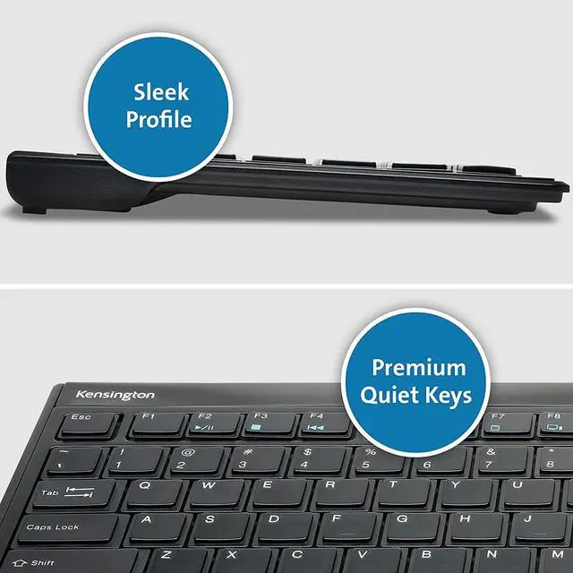 Alt view image 2 of 7 - Kensington Slim Type Wireless Quiet Keyboard (K72344US), Black