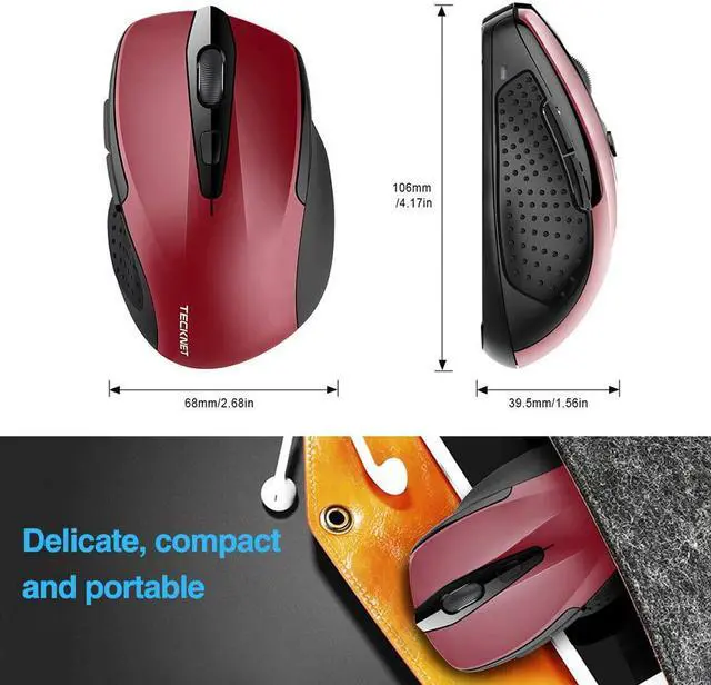 Alt view image 6 of 7 - 2.4G Ergonomic Wireless Optical Mouse with USB Nano Receiver for Laptop,PC,Computer,Chromebook,Notebook,6 Buttons,24 Months Battery Life, 2600 DPI, 5 Adjustment Levels