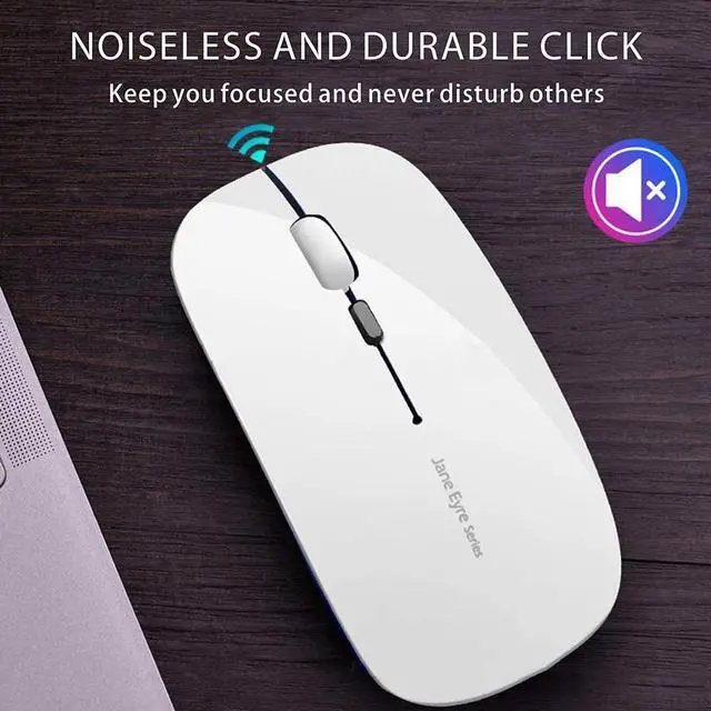 Alt view image 7 of 7 - Q5 Slim Rechargeable Wireless Mouse, 2.4G Portable Optical Silent Ultra Thin Wireless Computer Mouse with USB Receiver and Type C Adapter, Compatible with PC, Laptop, Desktop (Pink)
