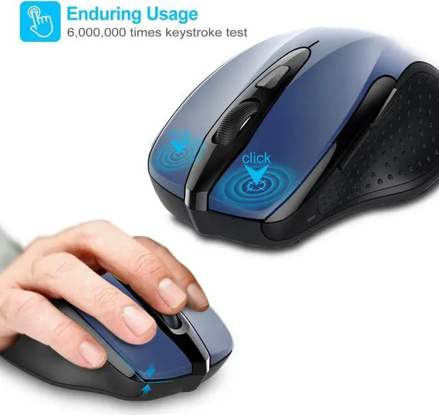 Alt view image 3 of 7 - 2.4G Ergonomic Wireless Optical Mouse with USB Nano Receiver for Laptop,PC,Computer,Chromebook,Notebook,6 Buttons,24 Months Battery Life, 2600 DPI, 5 Adjustment Levels