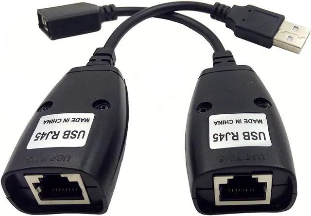 Main image of Haokiang USB Over RJ45 Cat5/5e/6 Extension Extender Cable RJ45 Adapter Set