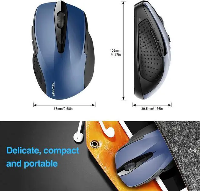 Alt view image 6 of 7 - 2.4G Ergonomic Wireless Optical Mouse with USB Nano Receiver for Laptop,PC,Computer,Chromebook,Notebook,6 Buttons,24 Months Battery Life, 2600 DPI, 5 Adjustment Levels