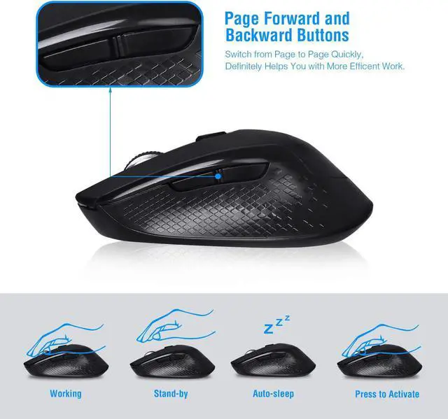 Alt view image 6 of 7 - Wireless Mouse, 2.4G Wireless Ergonomic Optical Mouse, cimetech Slim Silent Mouse with USB Receiver and 3 Adjustable DPI Cordless Computer Mouse for Laptop, Desktop, MacBook, PC (Black)