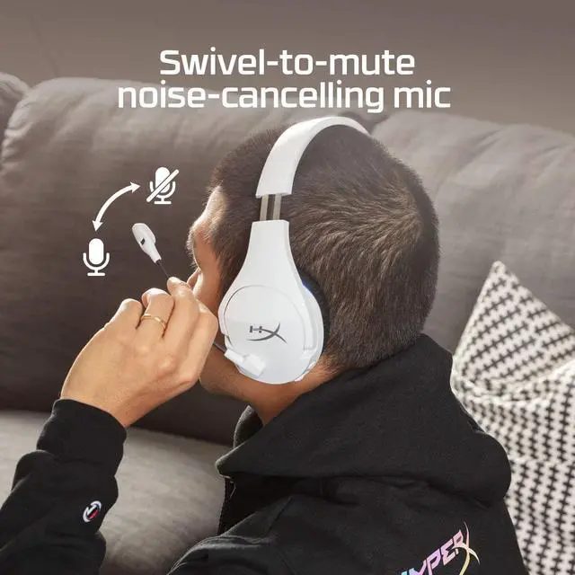 Alt view image 6 of 7 - HyperX Cloud Stinger Core ?C Wireless Gaming Headset for PS4 PS5 PC Lightweight Durable Steel Sliders Noise-Cancelling Microphone - White