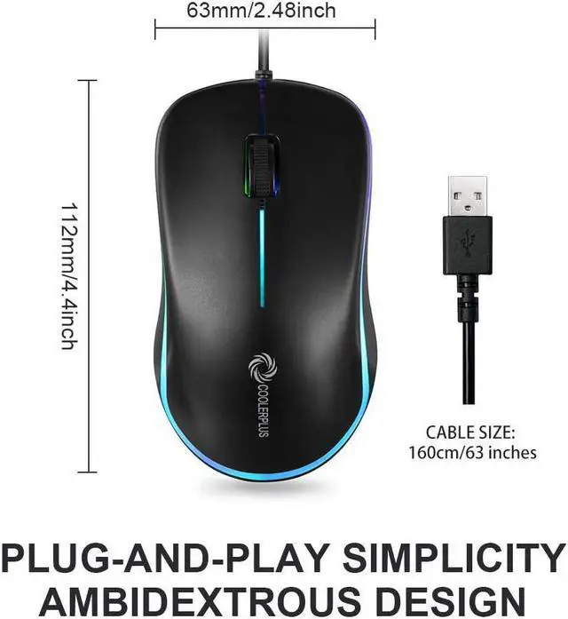 Alt view image 6 of 7 - FC112 USB Optical Wired Computer Mouse with Easy Click for Office and Home, 1000DPI, Premium and Portable,Compatible with Windows PC, Laptop, Desktop, Notebook (Black)