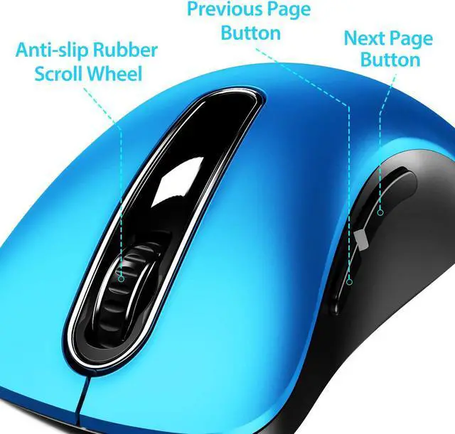 Alt view image 3 of 7 - memzuoix 2.4G Portable Wireless Mouse, 1200 DPI Mobile Optical Cordless Mice with USB Receiver for Computer, Laptop, PC, Desktop, MacBook, 5 Buttons, Blue