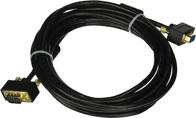 Alt view image 8 of 9 - Monoprice Ultra Slim SVGA Super VGA Male to Female Monitor Cable - 15 Feet With Ferrites | 30/32AWG, Gold Plated Connector