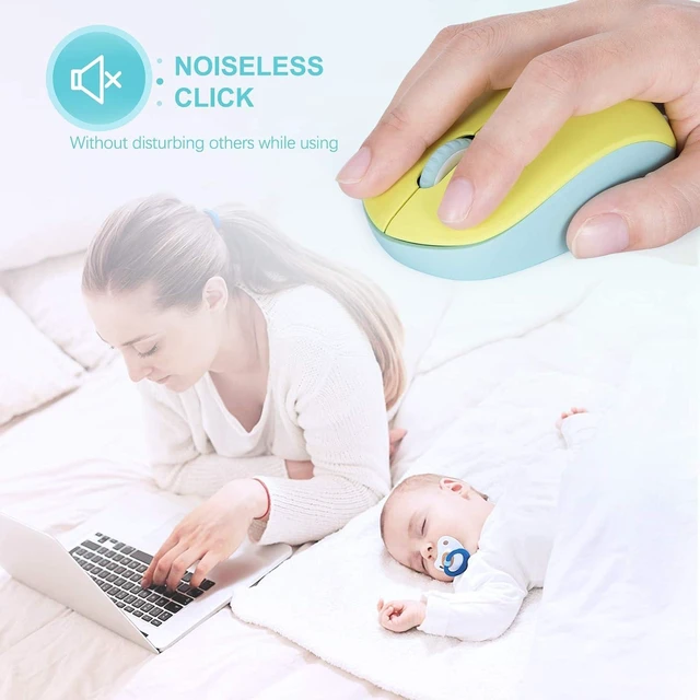 Alt view image 4 of 7 - seenda Wireless Mouse for Laptop, 2.4G Noiseless Mouse,Yellow&Green