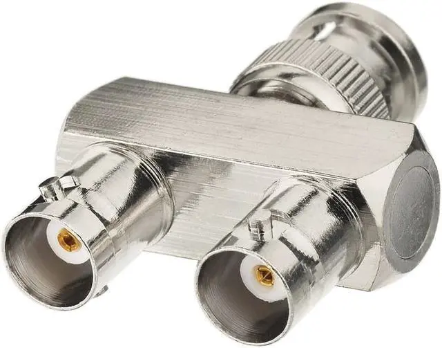 Alt view image 2 of 4 - Eightwood BNC Splitter Adapter BNC Male to Dual BNC Female Tee Type 3 Way Audio RF Coax Connector