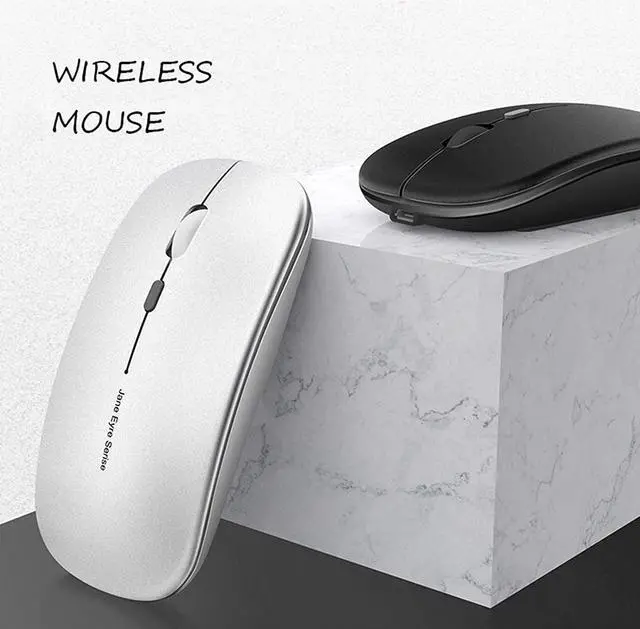 Alt view image 5 of 7 - Q5 Slim Rechargeable Wireless Mouse, 2.4G Portable Optical Silent Ultra Thin Wireless Computer Mouse with USB Receiver and Type C Adapter, Compatible with PC, Laptop, Notebook, Desktop (Silver)