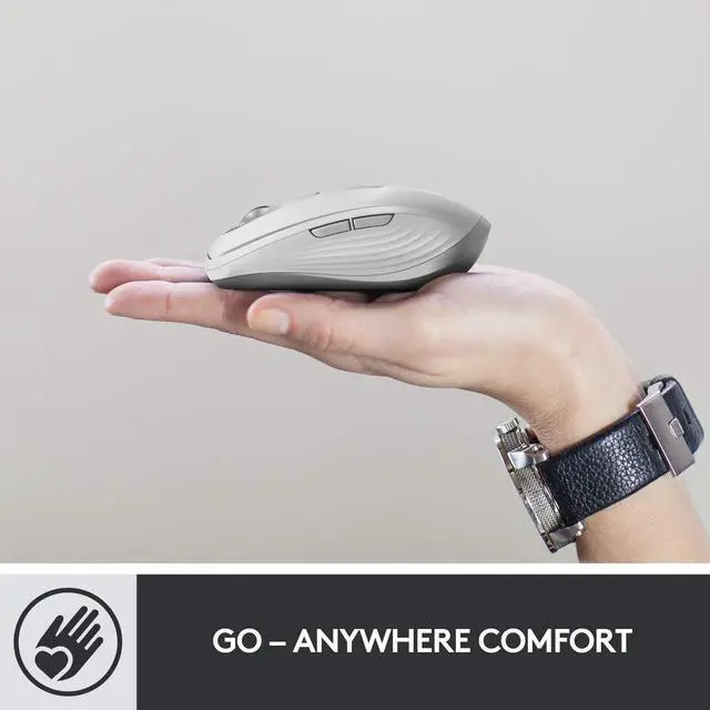 Alt view image 3 of 7 - MX Anywhere 3 Compact Performance Mouse Wireless Comfort Fast Scrolling Any Surface Portable 4000DPI Customizable Buttons USB-C Bluetooth - Rose