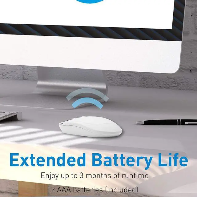 Alt view image 6 of 7 - Macally Wireless Bluetooth Mouse for Mac and PC - Quiet Click Buttons with Slim Comfortable Body - Silent Wireless Mouse with DPI 800/1200/1600 - Workflow Enhancing Bluetooth Computer Mouse (White)