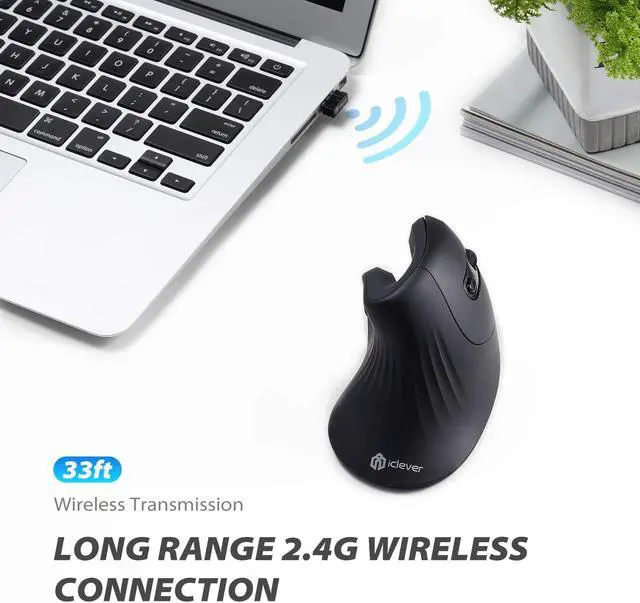 Alt view image 5 of 7 - iClever Ergonomic Wireless Mouse, TM209G 2.4G Vertical Ergonomic Optical Mouse with 3 Adjustable DPI 800/1200/1600 Levels 6 Buttons for Laptop, PC, Desktop, Computer, Notebook
