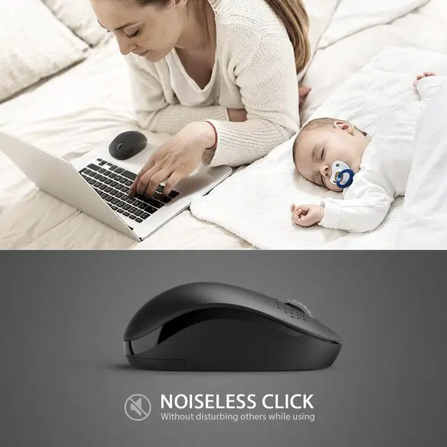 Alt view image 2 of 7 - seenda Wireless Mouse for Laptop, 2.4G Noiseless Computer Mouse,Black | Small portable design,USB receiver, quiet clicks, smooth tracking, 24-month battery life Mice for laptop,Chromebook and PC.