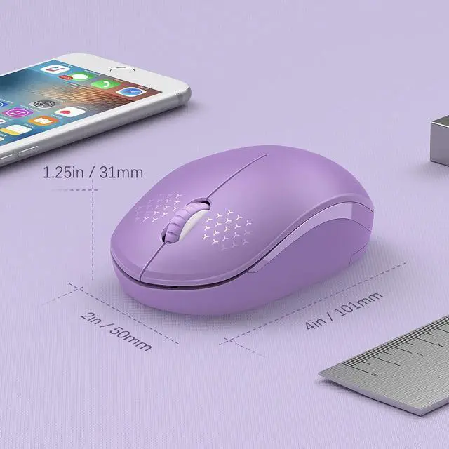 Alt view image 6 of 7 - seenda Wireless Mouse for Laptop, 2.4G Noiseless Computer Mouse,Purple | Small portable design,USB receiver, quiet clicks, smooth tracking, 24-month battery life Mice for laptop,Chromebook and PC.