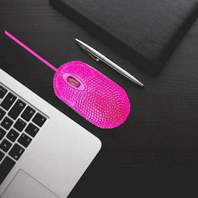 Alt view image 4 of 6 - SOON GO Pink Mouse for Laptop Computer Mice with Crystal Bling Rhinestone Funny Personalized Gift for Kids and Teen Girl Birthday Kids Mouse fit for 6 7 8 9 10 Yr Old Girl