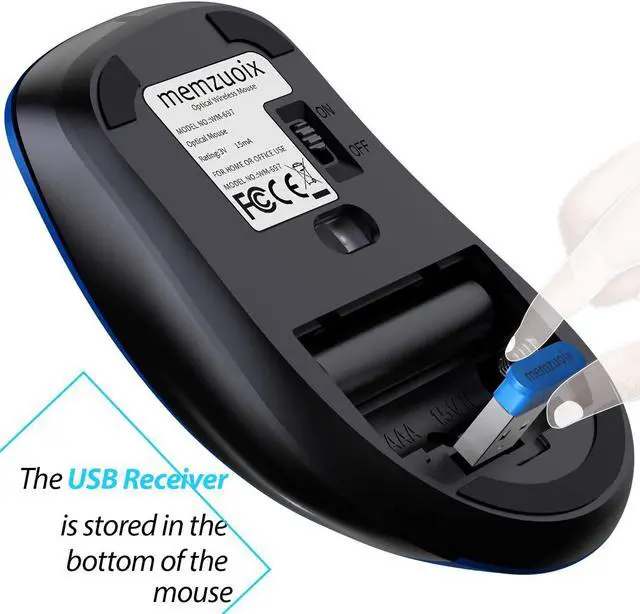 Alt view image 5 of 7 - memzuoix 2.4G Portable Wireless Mouse, 1200 DPI Mobile Optical Cordless Mice with USB Receiver for Computer, Laptop, PC, Desktop, MacBook, 5 Buttons, Blue