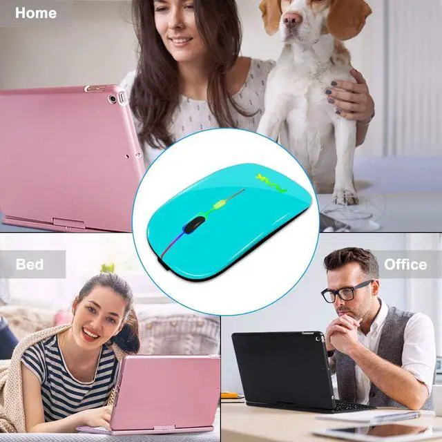 Alt view image 6 of 7 - Bluetooth Mouse Dual-Mode Slim Rechargeable Wireless Mouse(Bluetooth 5.0+2.4G Receiver)1600DPI Portable Mouse for MacBookLaptops Windows 8Windows10Mac OS X 10.10iPad OS 13 or Later