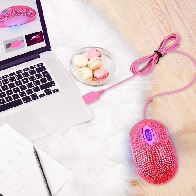 Alt view image 3 of 6 - SOON GO Pink Mouse for Laptop Computer Mice with Crystal Bling Rhinestone Funny Personalized Gift for Kids and Teen Girl Birthday Kids Mouse fit for 6 7 8 9 10 Yr Old Girl