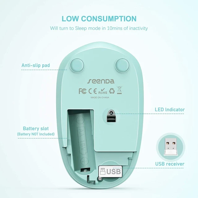Alt view image 2 of 7 - seenda Wireless Mouse for Laptop, 2.4G Noiseless Mouse,Yellow&Green