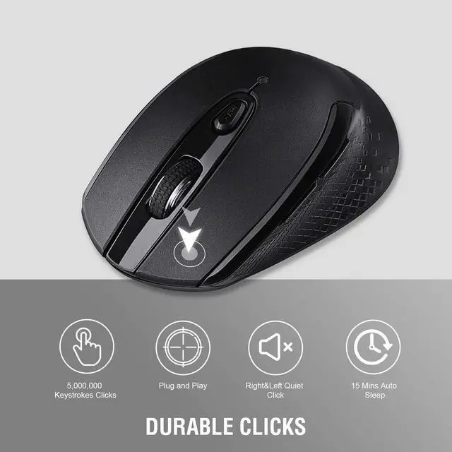 Alt view image 3 of 7 - Wireless Mouse, 2.4G Wireless Ergonomic Optical Mouse, cimetech Slim Silent Mouse with USB Receiver and 3 Adjustable DPI Cordless Computer Mouse for Laptop, Desktop, MacBook, PC (Black)
