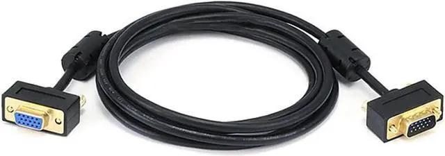 Alt view image 4 of 5 - Monoprice Ultra Slim SVGA Super VGA Male to Female Monitor Cable - 6 Feet With Ferrites | 30/32AWG, Gold Plated Connector