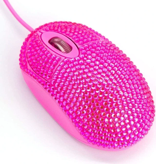 Alt view image 6 of 6 - SOON GO Pink Mouse for Laptop Computer Mice with Crystal Bling Rhinestone Funny Personalized Gift for Kids and Teen Girl Birthday Kids Mouse fit for 6 7 8 9 10 Yr Old Girl