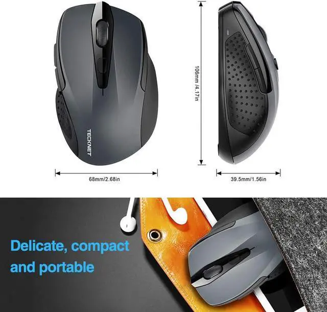 Alt view image 6 of 7 - 2.4G Ergonomic Wireless Optical Mouse with USB Nano Receiver for Laptop,PC,Computer,Chromebook,Notebook,6 Buttons,24 Months Battery Life,2600 DPI, 5 Adjustment Levels
