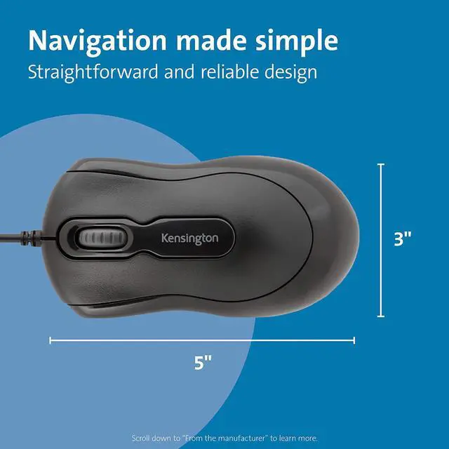 Alt view image 6 of 7 - Kensington Slim Type Wired Keyboard (K72357USA) and Mouse-in-a-Box Wired USB Mouse (K72356US) Bundle, Black