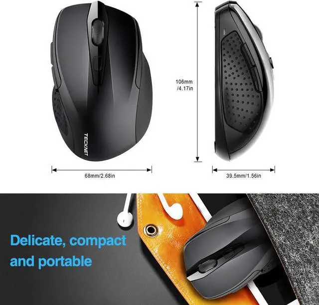 Alt view image 6 of 7 - Ergonomic Wireless Optical Mouse with USB Nano Receiver for Laptop,PC,Computer,Chromebook,Notebook,6 Buttons,24 Months Battery Life, 2600 DPI, 5 Adjustment Levels