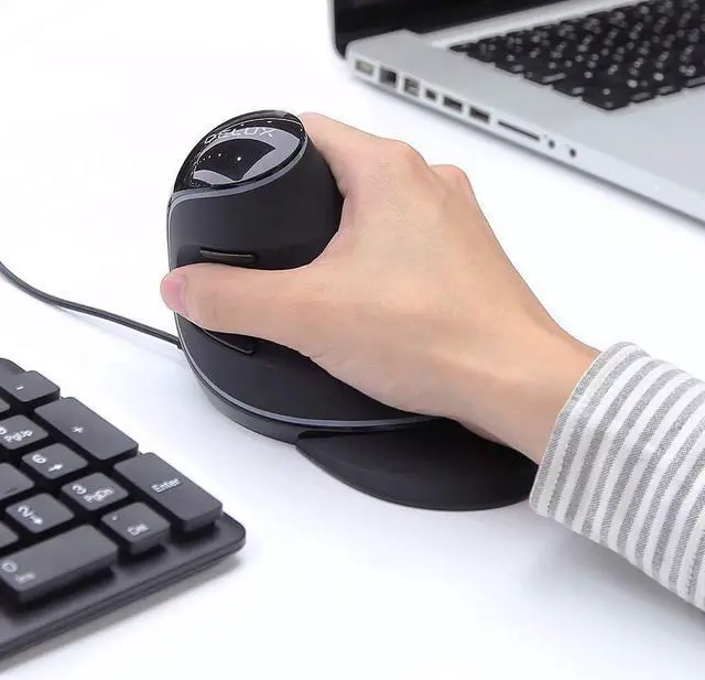 Alt view image 6 of 7 - DELUX Wired Ergonomic Vertical Mouse Large RGB Ergonomic Computer Mouse with 6 Buttons Removable Wrist Rest 4000DPI and On-Board Software Reduce Hand Strain for Carpal Tunnel(M618Plus RGB-Black)