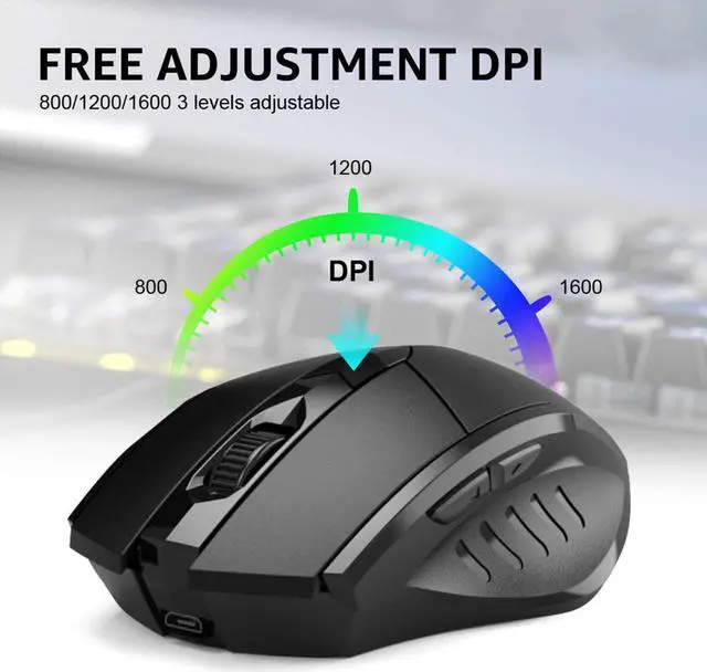 Alt view image 3 of 7 - Wireless Mouse inphic Large Ergonomic Rechargeable 2.4G Optical PC Laptop Cordless Mice with USB Nano Receiver for Windows Computer Office Black