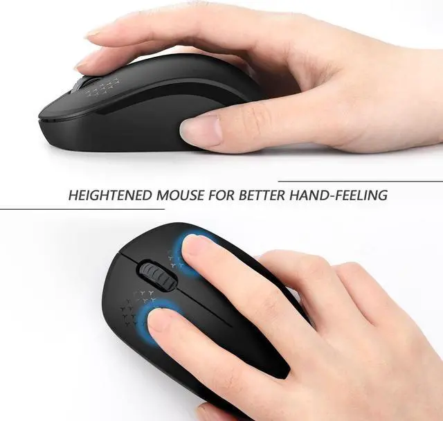 Alt view image 3 of 7 - seenda Wireless Mouse for Laptop, 2.4G Noiseless Computer Mouse,Black | Small portable design,USB receiver, quiet clicks, smooth tracking, 24-month battery life Mice for laptop,Chromebook and PC.