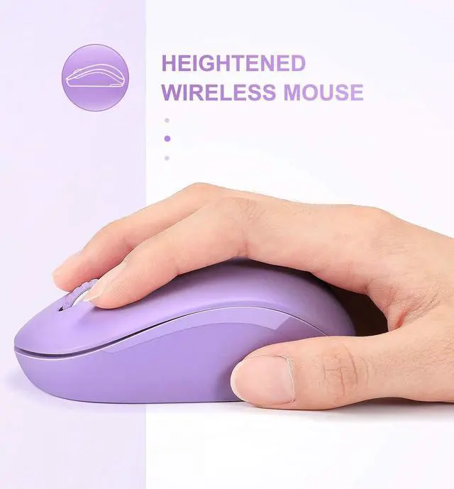 Alt view image 4 of 7 - seenda Wireless Mouse for Laptop, 2.4G Noiseless Computer Mouse,Purple | Small portable design,USB receiver, quiet clicks, smooth tracking, 24-month battery life Mice for laptop,Chromebook and PC.