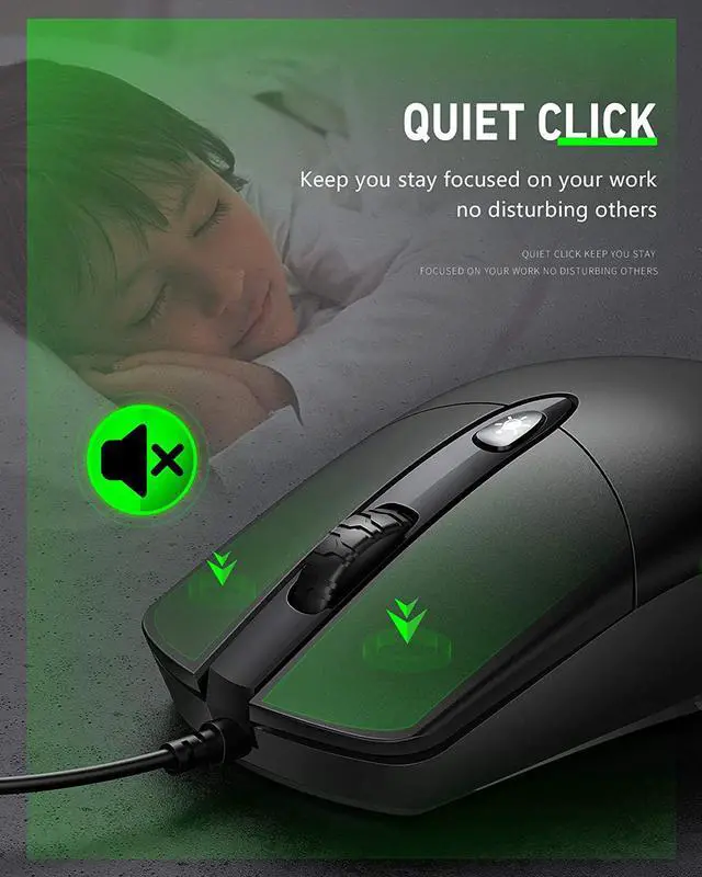 Alt view image 3 of 7 - Wired Mouse with Ergonomic Design Reduces Hand Fatigue Muscle Strain, Silent USB Computer Mouse, 1600 DPI Office and Home Mice (Black, Wired)
