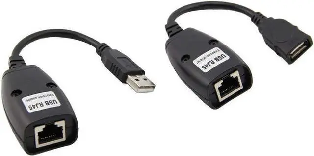 Alt view image 3 of 3 - Haokiang USB Over RJ45 Cat5/5e/6 Extension Extender Cable RJ45 Adapter Set