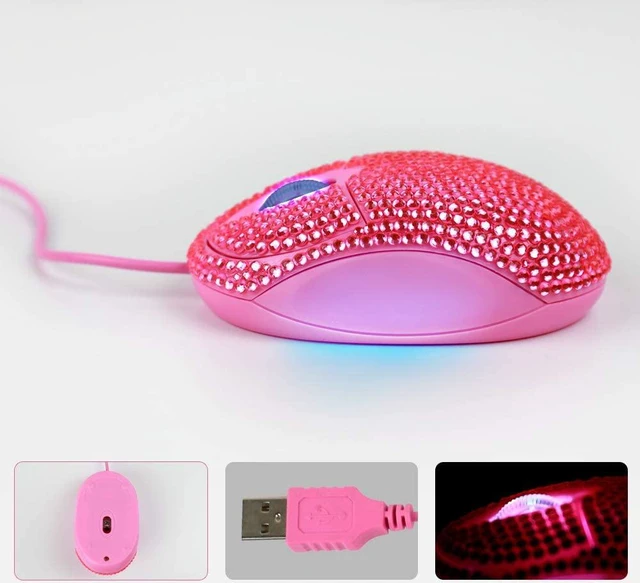 Alt view image 2 of 6 - SOON GO Pink Mouse for Laptop Computer Mice with Crystal Bling Rhinestone Funny Personalized Gift for Kids and Teen Girl Birthday Kids Mouse fit for 6 7 8 9 10 Yr Old Girl