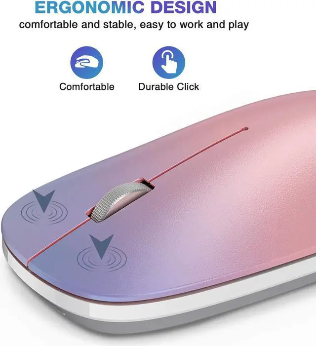 Alt view image 3 of 6 - OMOTON Bluetooth Mouse for iPad 8th/Air 4 and Phone(iPadOS 13/ iOS 13 and Above), Ultra-Thin Wireless Mouse Compatible with Bluetooth Enabled Computer, Laptop, PC, Notebook, and Mac Series, Rose Gold